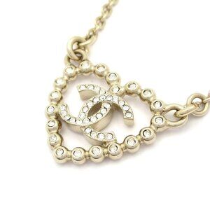 CHANEL - ABF459 Gold Clear Hardware Rhinestones Necklace